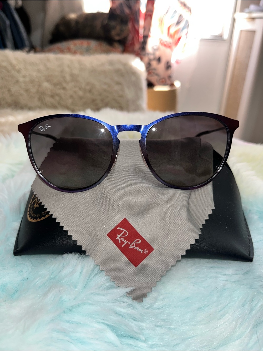 Ray-Ban Women's Blue to Purple Gradient Round Sunglasses